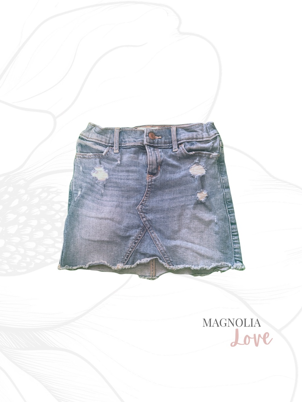 ✨ abercrombie kids Light Blue Distressed Denim Jean Mini Skirt Classic Short 7/8